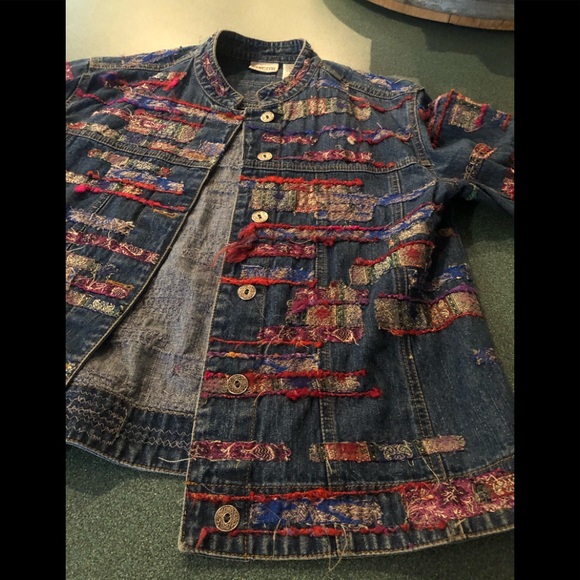 Chico's Jackets & Blazers - Boho jeans jacket unique denim jackets colorful jean jacket size Medium